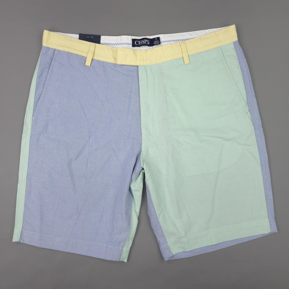 Chaps Shorts Mens 36 Multicolor Oxford Cloth Chino Flat Front Preppy Summer Ivy